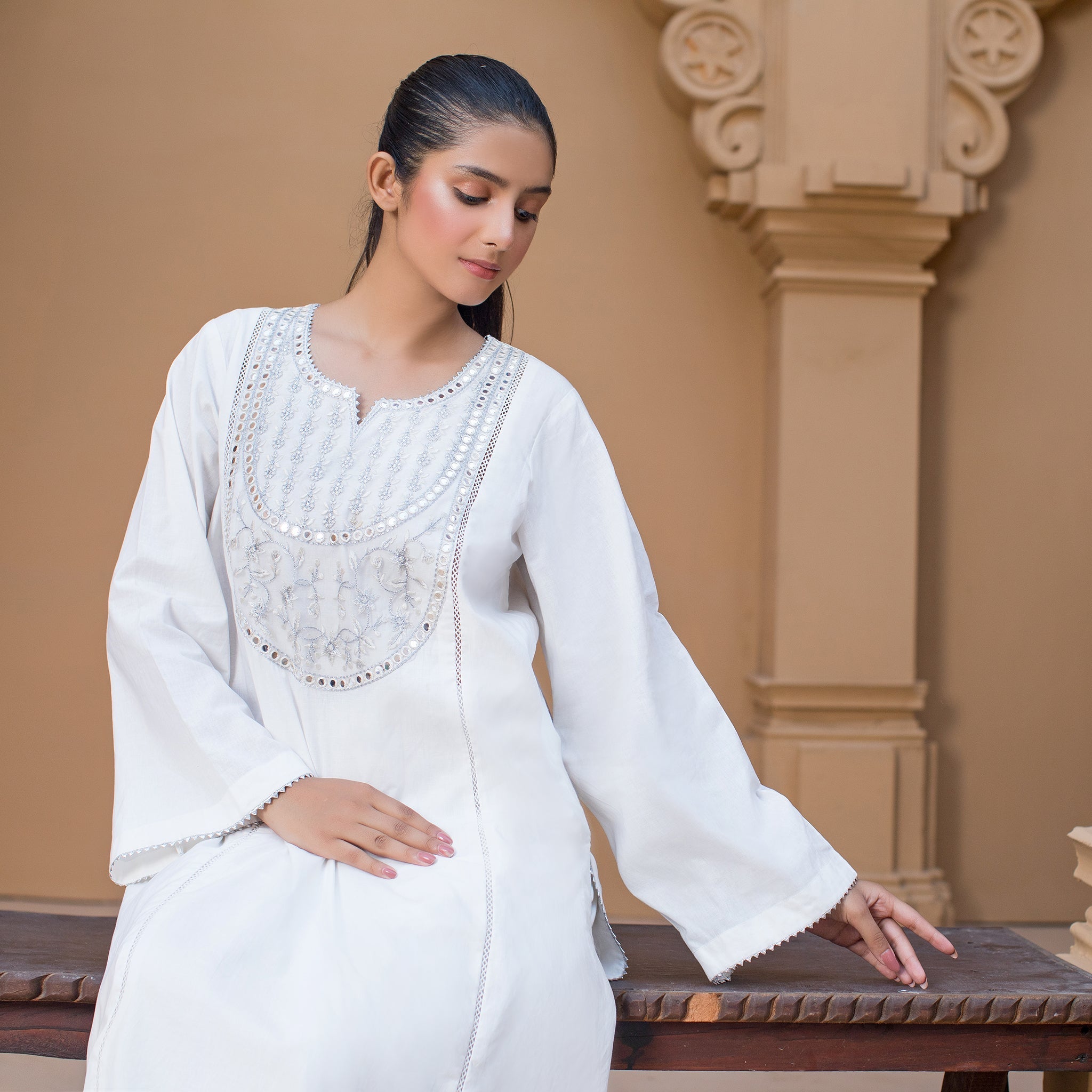 Urban Cut 1 Piece Cotton Sequence Embroidered Kurta