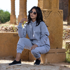 Urban Cut Cotton Fleece Zipper Hoodie Grey 1 piece