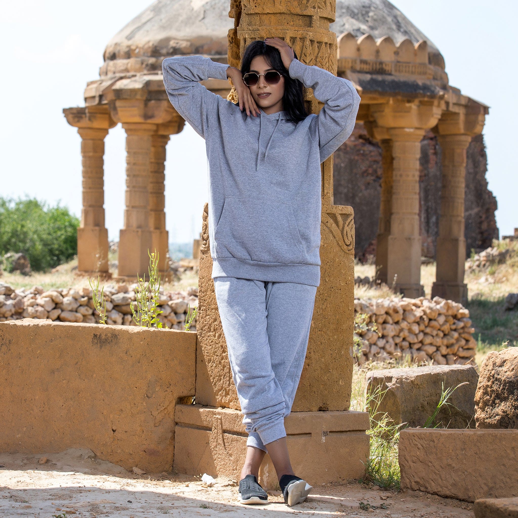 Urban Cut Cotton Fleece Zipper Hoodie Grey 1 piece