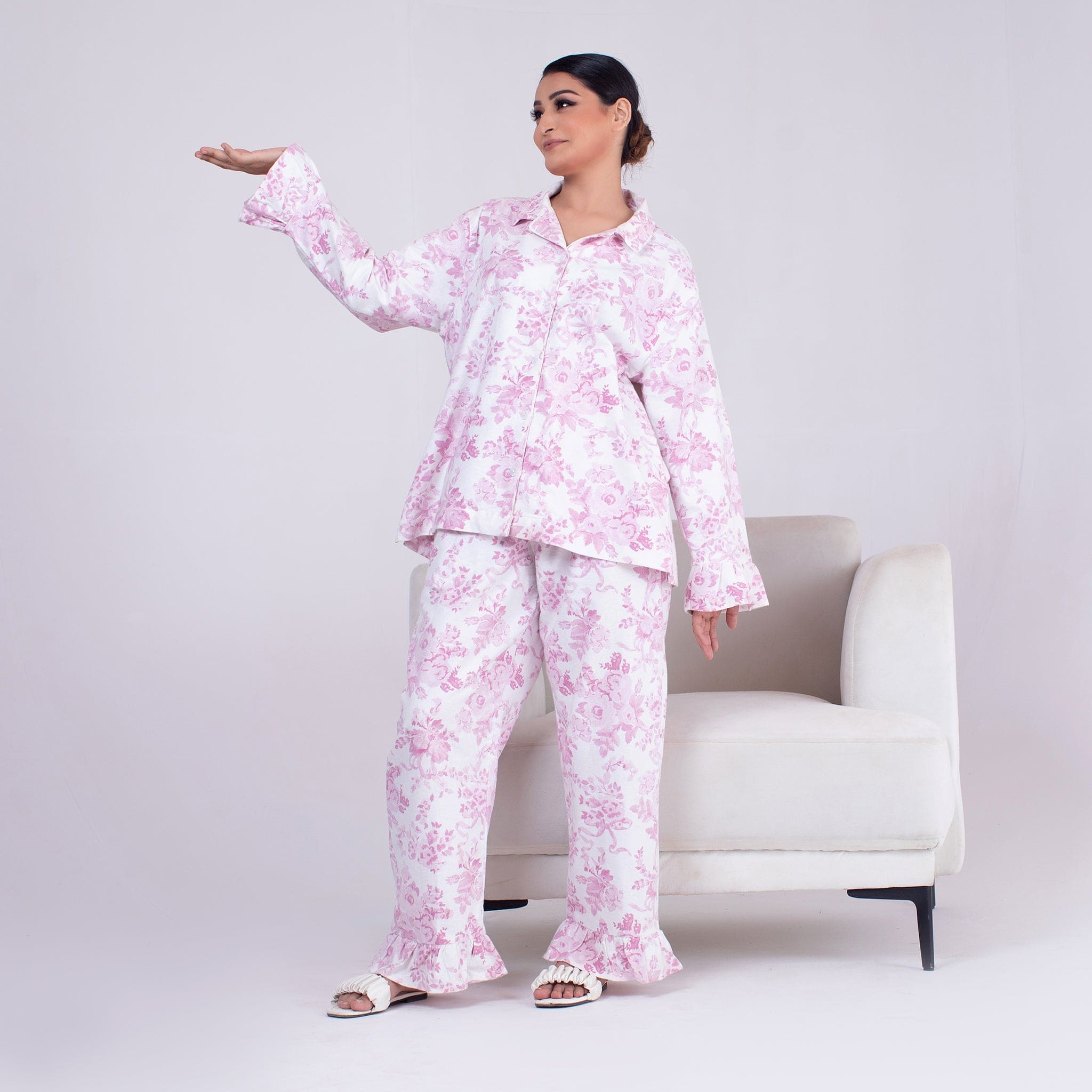 Urban Cut 2 Piece PJ Suit- Cotton Comfy Flannel ( Shirt  Trouser)
