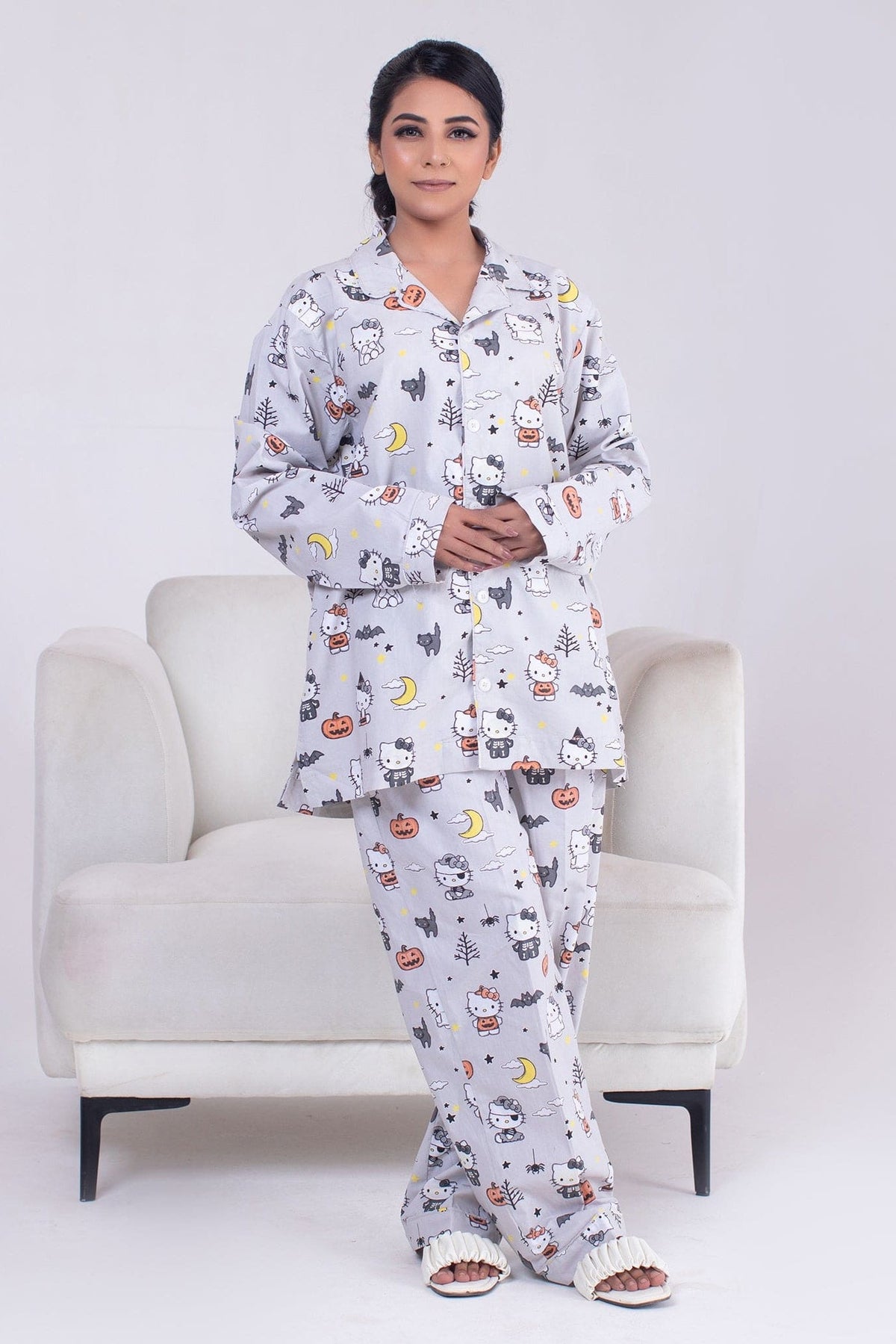 Urban Cut 2 Piece PJ Suit- Cotton Glow in Dark ( Shirt  Trouser)