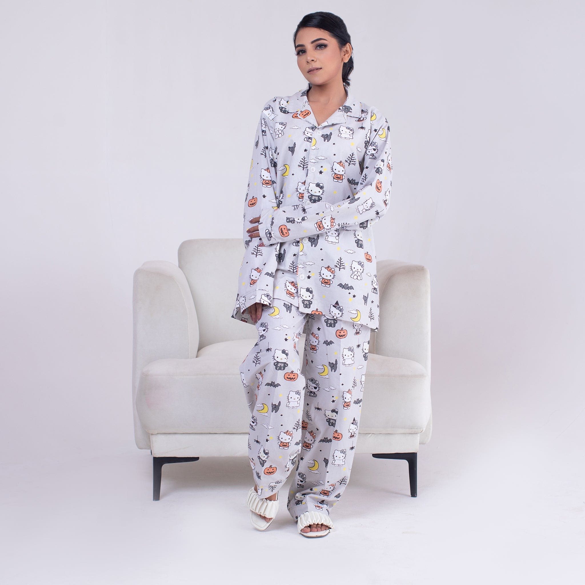 Urban Cut 2 Piece PJ Suit- Cotton Glow in Dark ( Shirt  Trouser)
