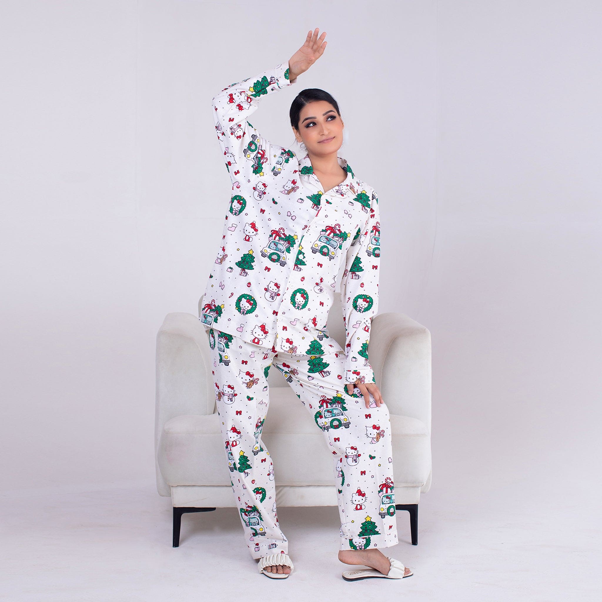 Urban Cut 2 Piece PJ Suit- Cotton Comfy Flannel ( Shirt  Trouser)