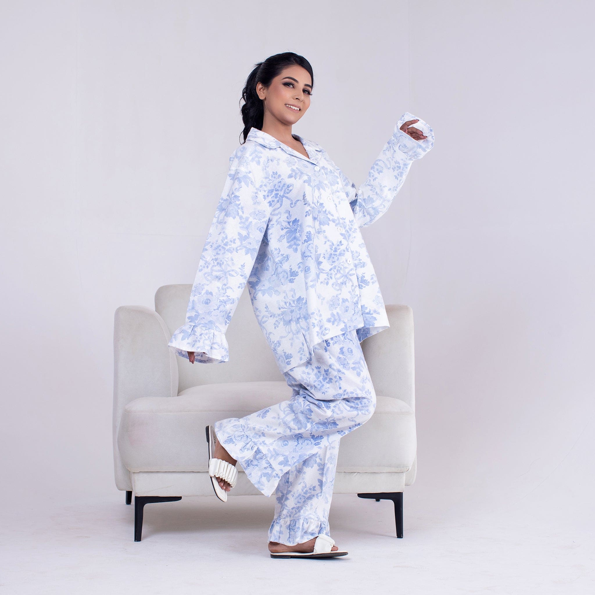 Urban Cut 2 Piece PJ Suit- Cotton Comfy Flannel ( Shirt  Trouser)
