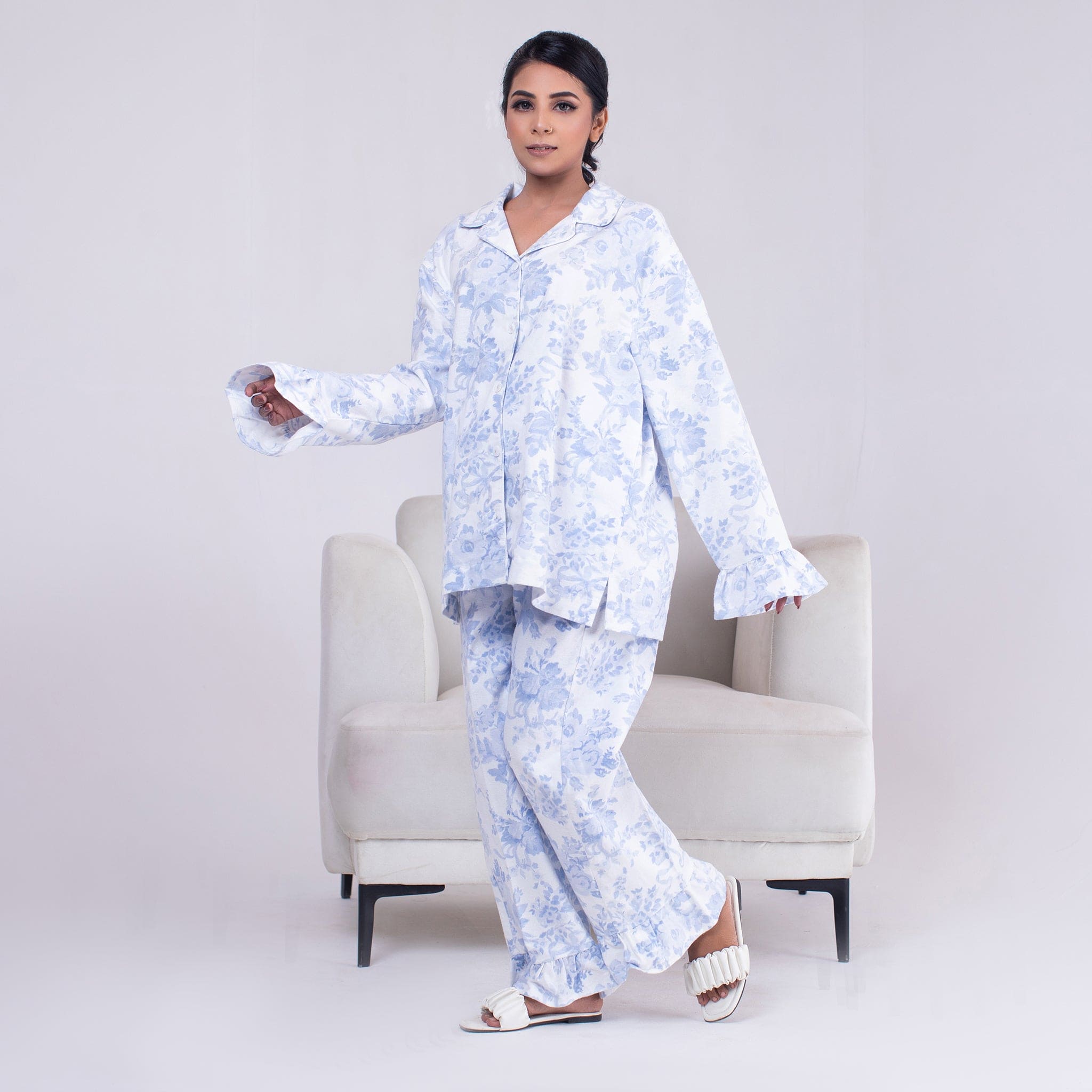 Urban Cut 2 Piece PJ Suit- Cotton Comfy Flannel ( Shirt  Trouser)