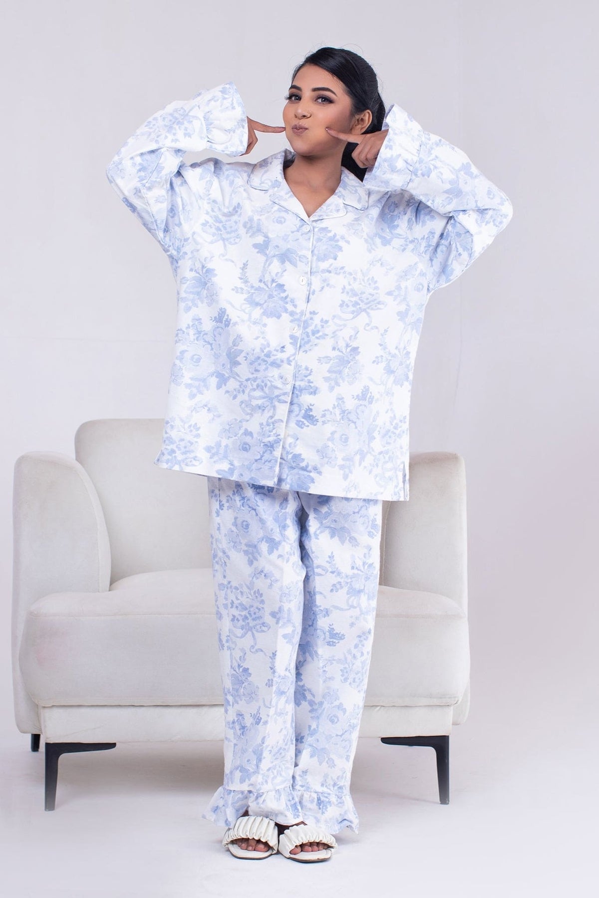 Urban Cut 2 Piece PJ Suit- Cotton Comfy Flannel ( Shirt  Trouser)