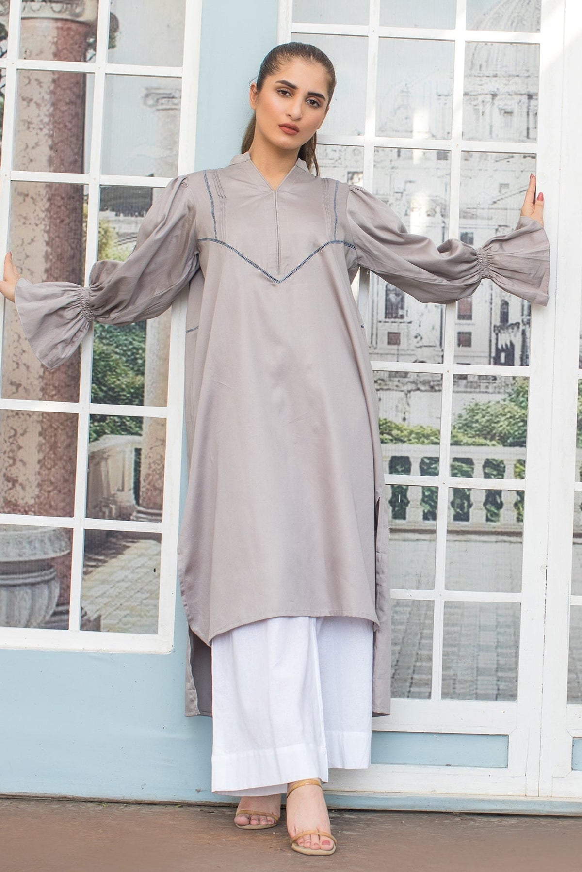 Urban Cut 1 Piece Cotton Embellished Satin Kurta