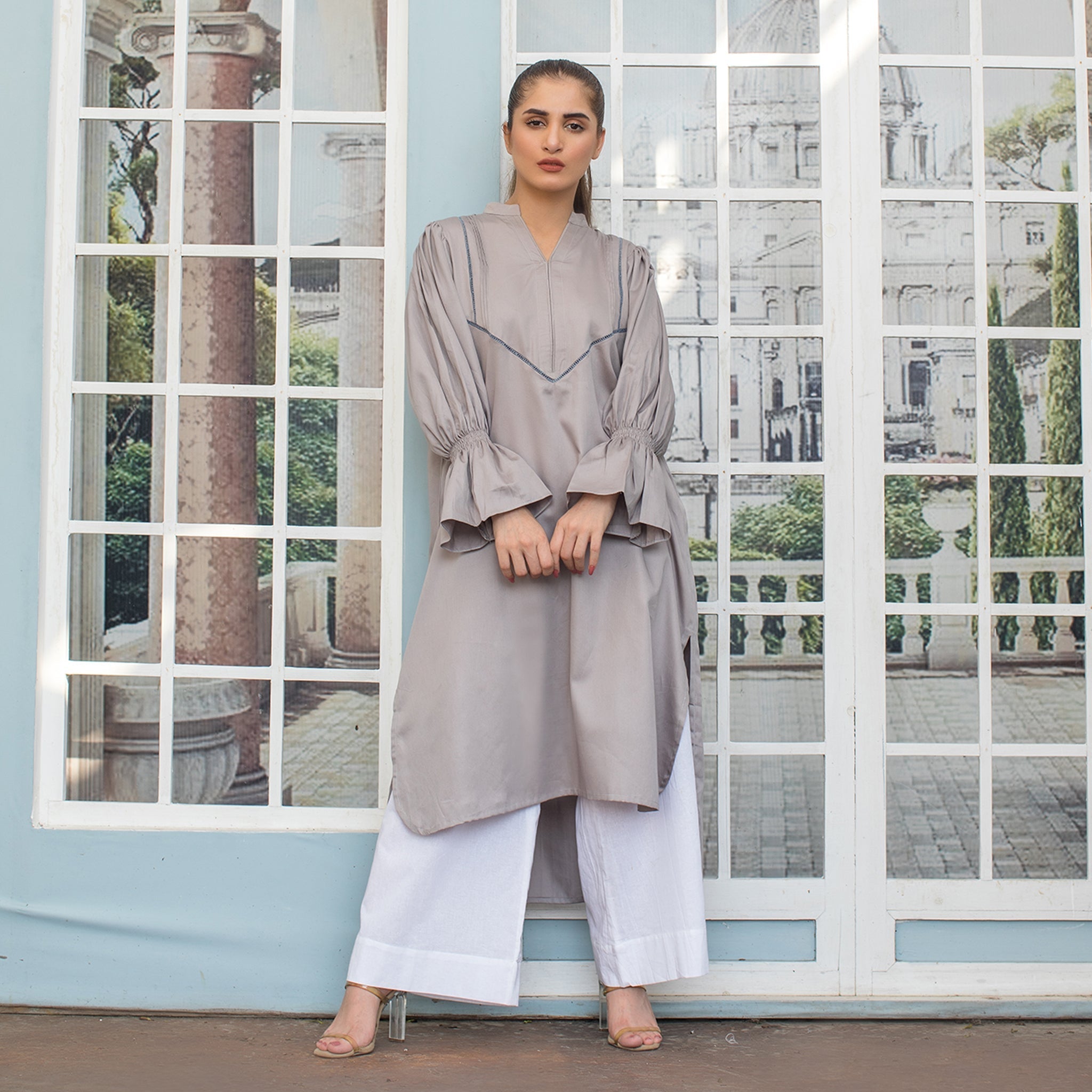 Urban Cut 1 Piece Cotton Embellished Satin Kurta