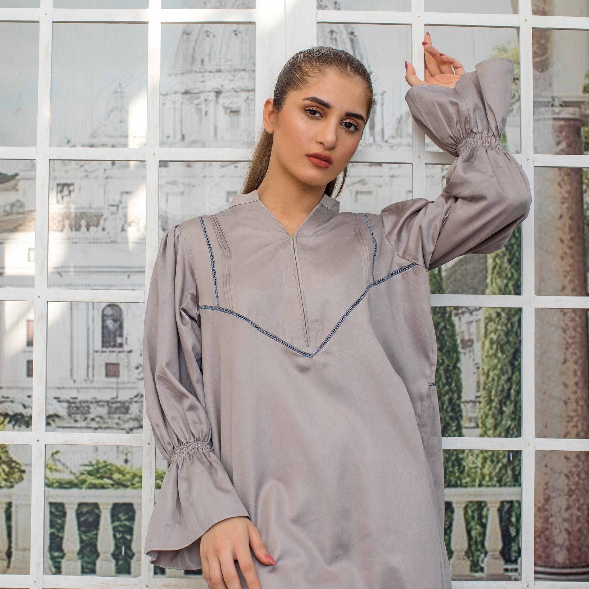 Urban Cut 1 Piece Cotton Embellished Satin Kurta