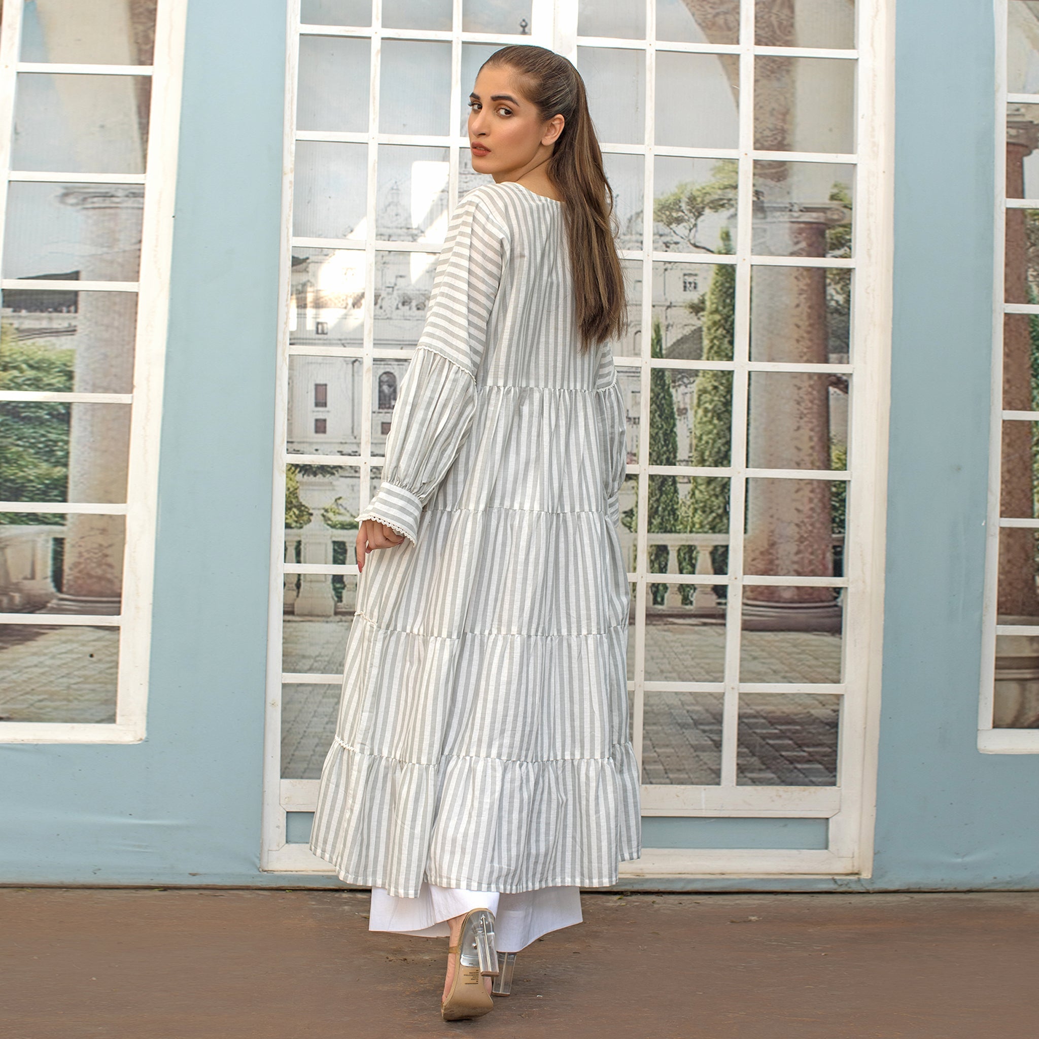 Urban Cut Long Greystripes Frill Shirt 1 Piece