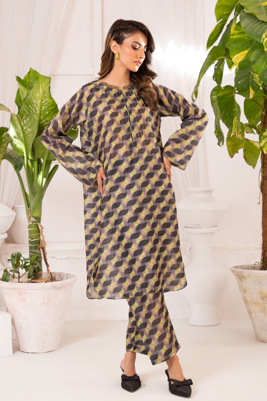 Ayla Studio Stitched PRINTED ESSENTIAL CO-ORD - Abstract Mind
