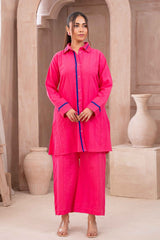 Ayla Studio Stitched SOLID ESSENTIAL  CO-ORD - Pink Ocean