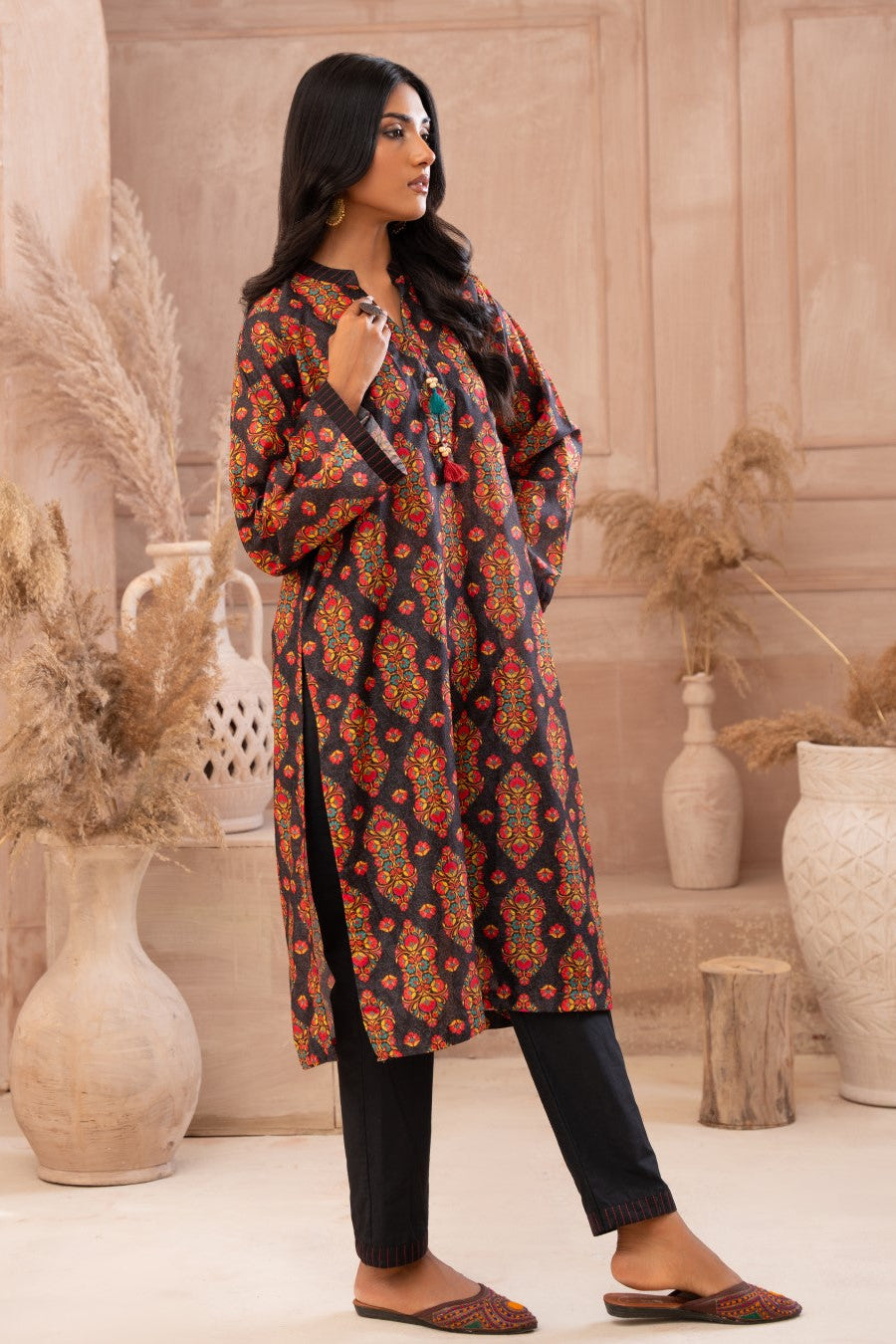 Ayla Studio Stitched PRINTED ESSENTIAL 2PC - Dark Eden