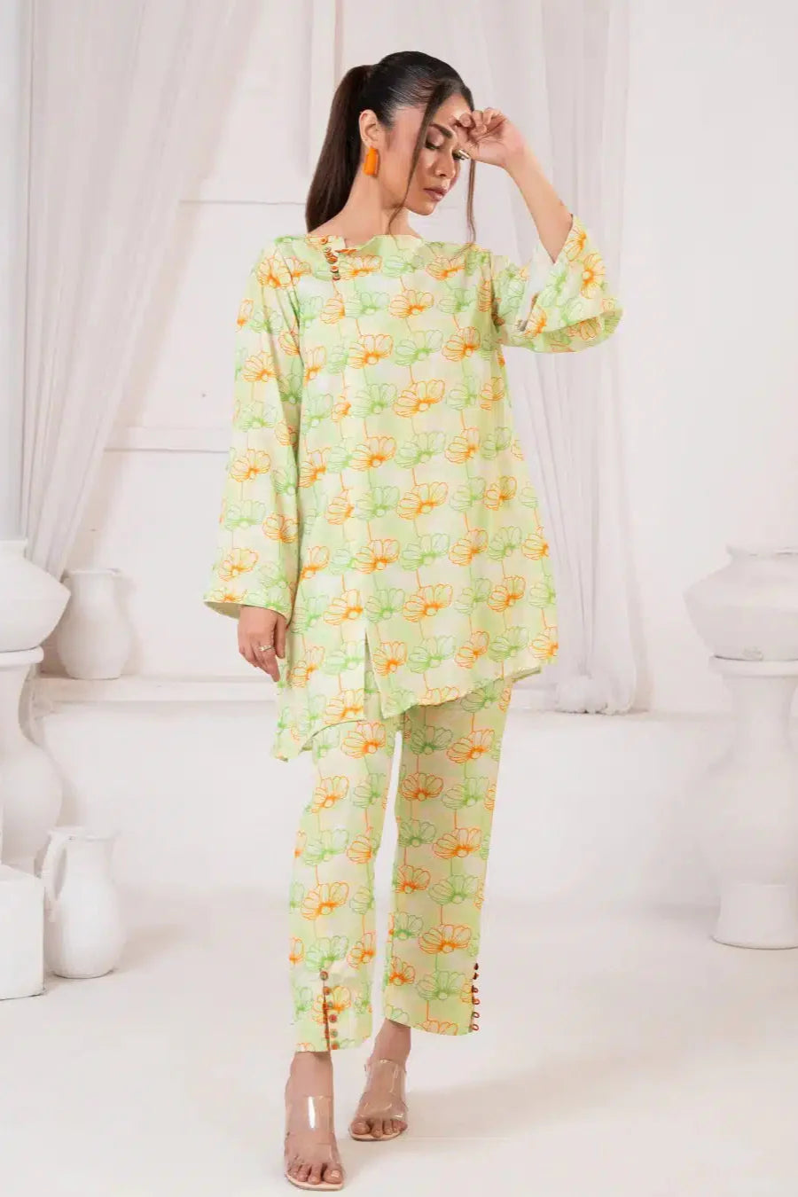 Ayla Studio Stitched PRINTED ESSENTIAL CO-ORD - Spring Orchid