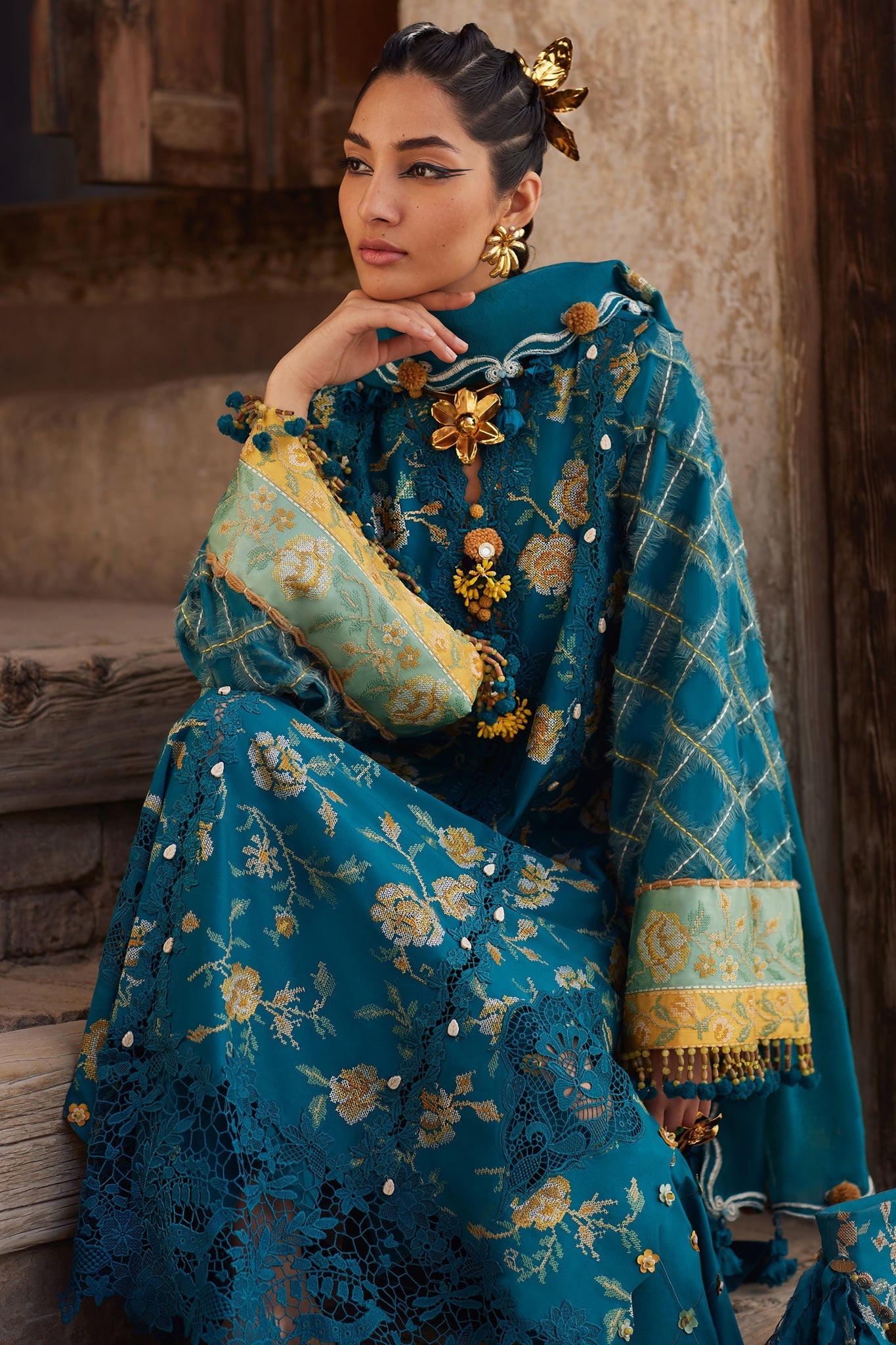 Elan Unstitched 3 Piece Luxury Lawn Collection'2025-10-A-Ophelia