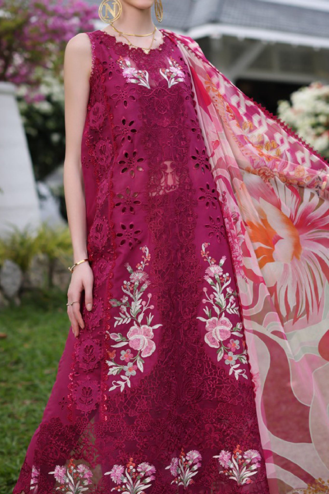 Noor By Saadia Asad Unstitched 3 Piece Luxury Chikankari Lawn'2024-D-10-A