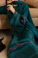Luxe By Azure Unstitched 3 Piece Premium Cambric Collection'2024-10-Teal Treasure