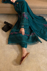Luxe By Azure Unstitched 3 Piece Premium Cambric Collection'2024-10-Teal Treasure