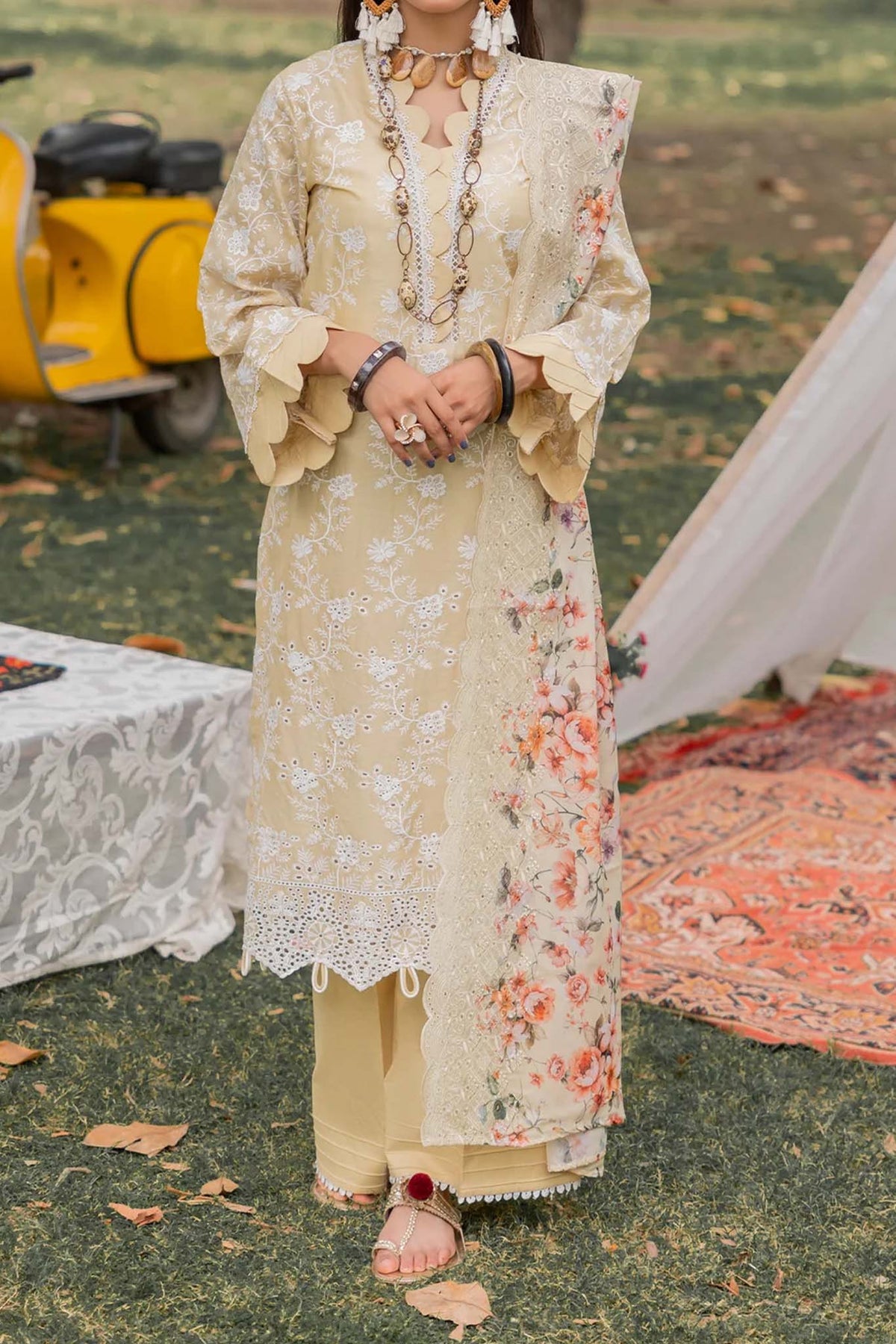 Adan's Libas Unstitched 3 Piece Chikankari Lawn Ch-02 Collection'2023-C-05