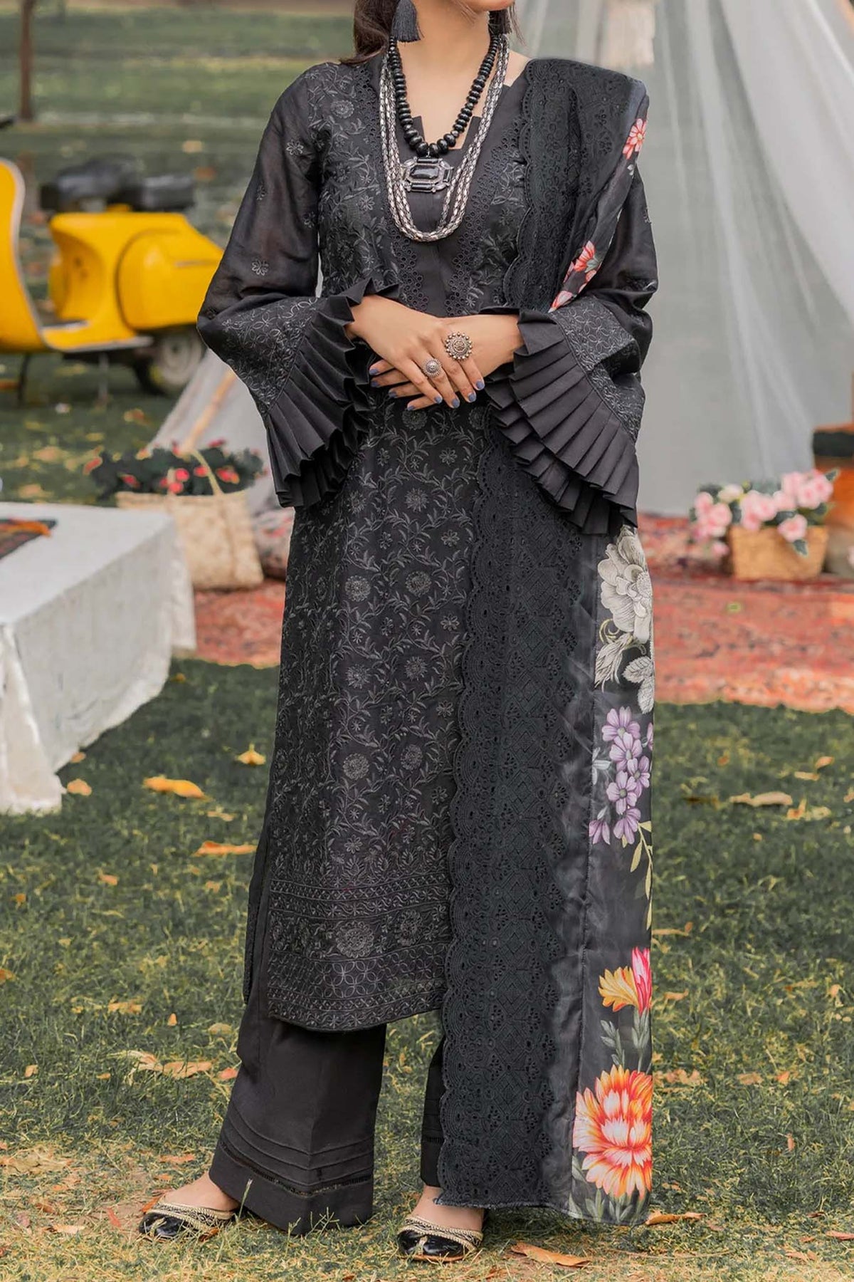 Adan's Libas Unstitched 3 Piece Chikankari Lawn Ch-02 Collection'2023-C-02