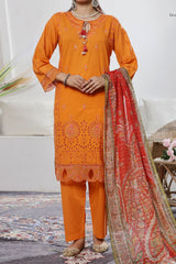 Aizal Stitched 3 Piece Embroidered Fancy Collection'2025-AE-108-Orange