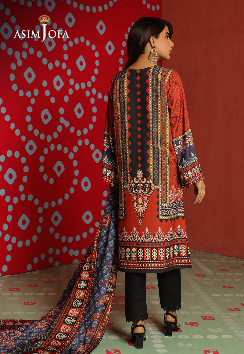 Asim Jofa Tara Sitara Ajtm-10 - 2 Pcs Printed Georgette Silk 2 Pcs
