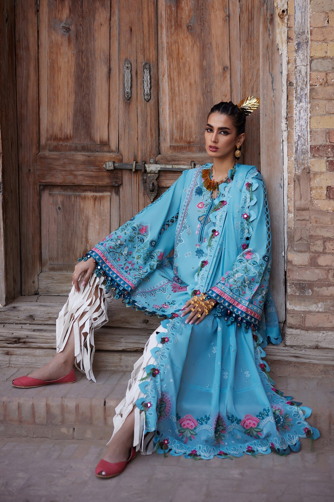 Elan Unstitched 3 Piece Luxury Lawn Collection'2025-11-A-Isla Bleu
