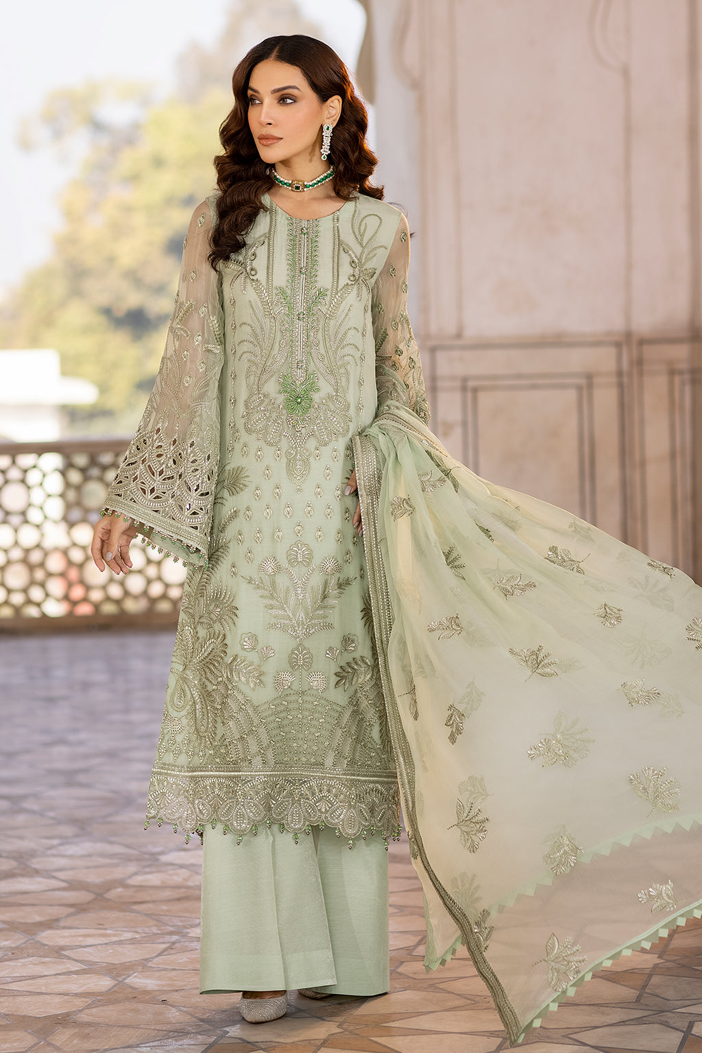 Safeera By Flossie Unstitched 3 Piece Formals Vol-13 Collection'2025-Luster Green