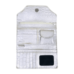 Leather long crocodile wallet 3 folds Silver - Bag X