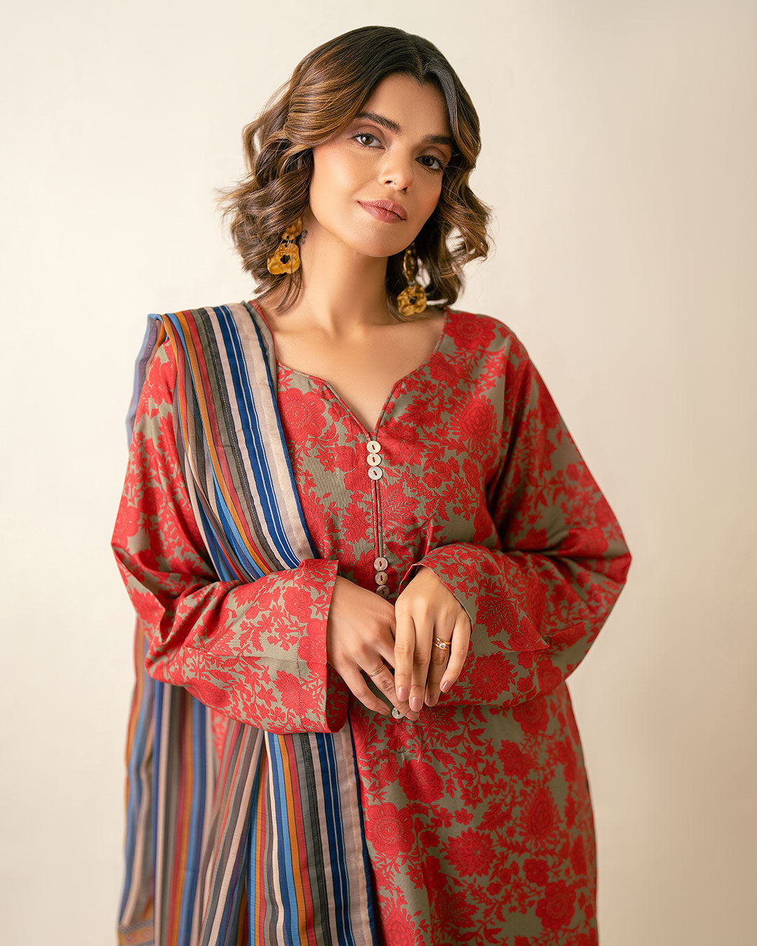 Ayla Studio Stitched PRINTED ESSENTIAL 2PC CO-ORD - Sage