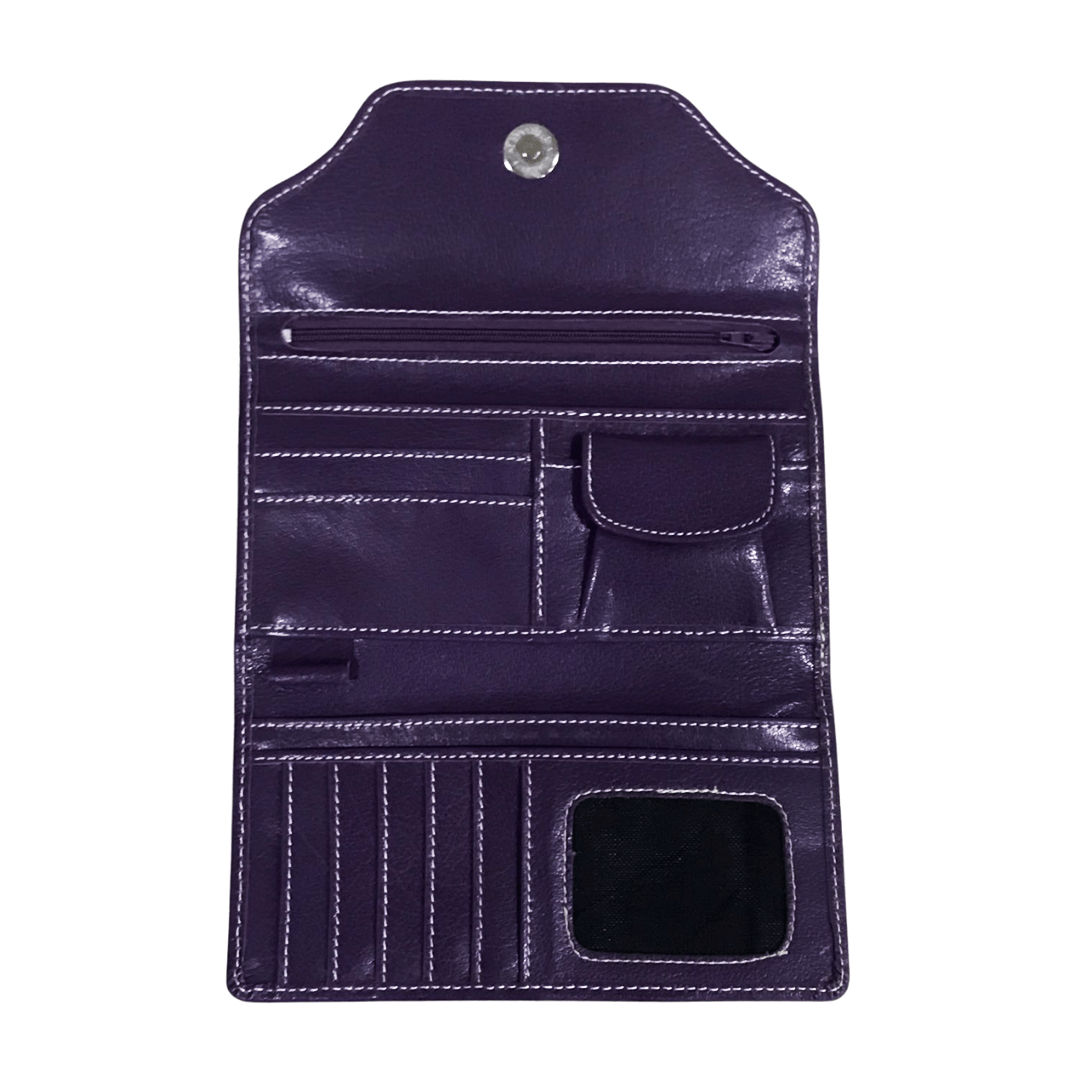 Leather long crocodile wallet 3 folds Purple - Bag X