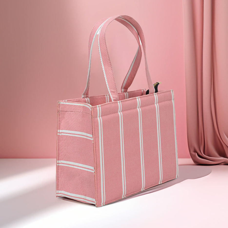 Fineur - Pink Breeze Striped Tote Canvas Bag