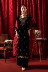 Bagh-E-Makhmal Separates By Zaaviay Stitched Black Jade (Three Piece)