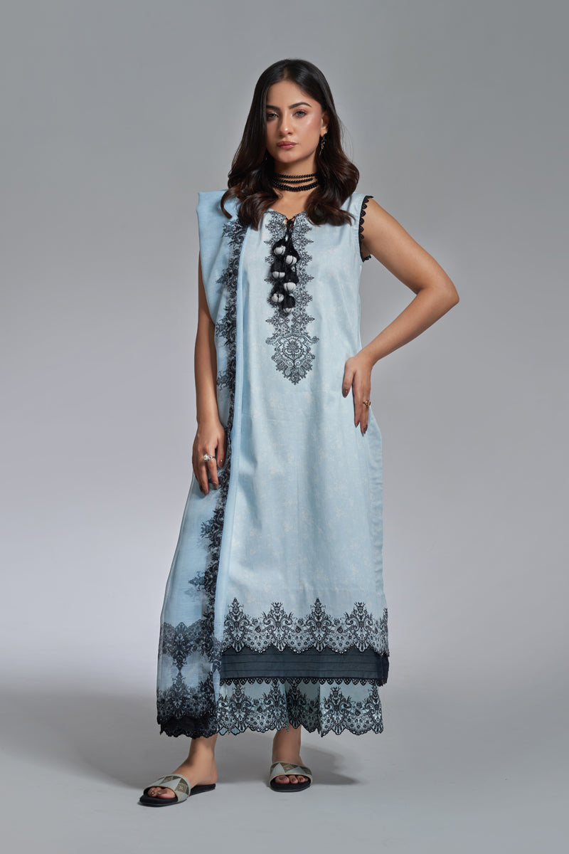 The Affordables By Mariam Malik Stitched 3 Piece Digital Printed Lawn Collection'2025-Azure Noir