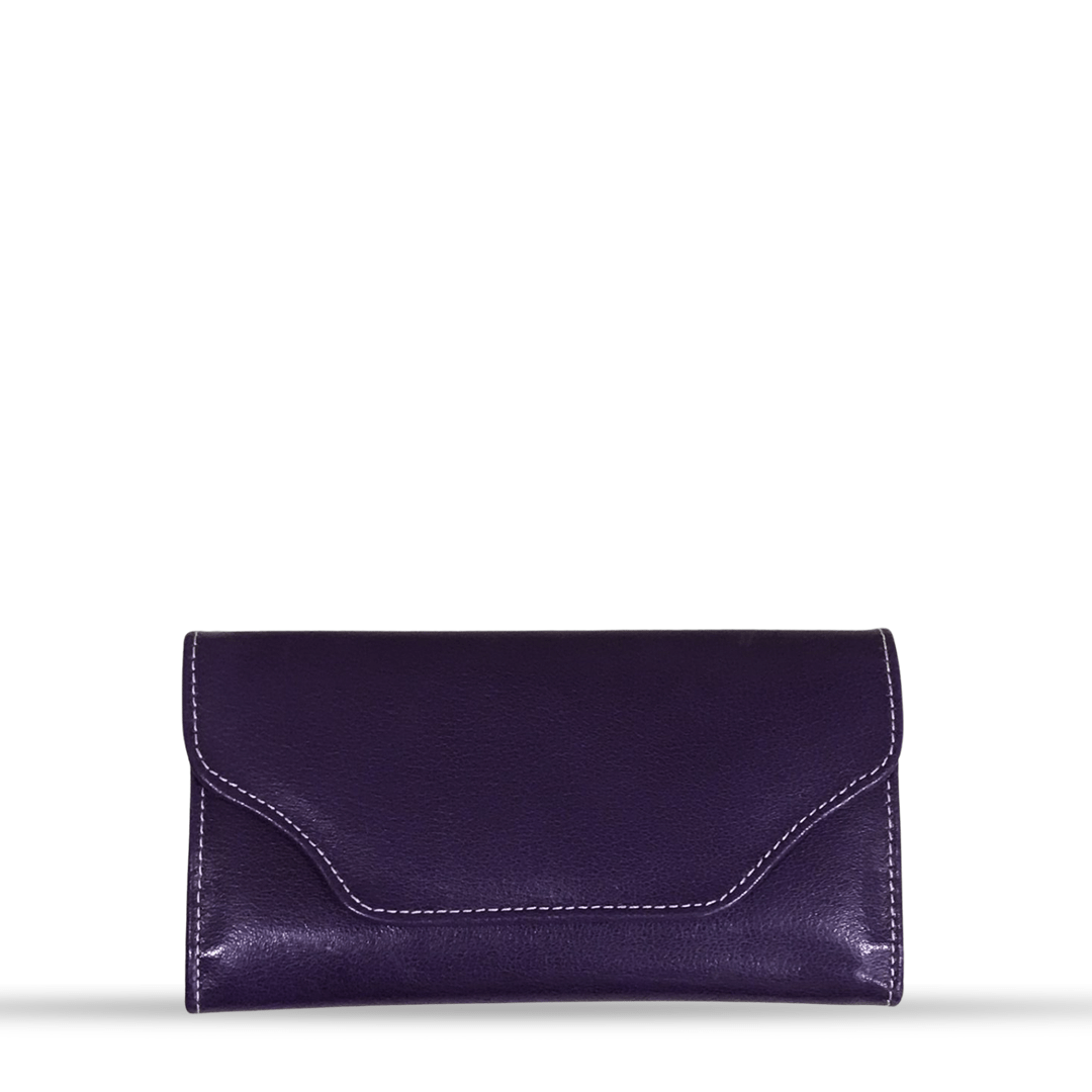 Leather long crocodile wallet 3 folds Purple - Bag X