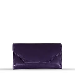 Leather long crocodile wallet 3 folds Purple - Bag X