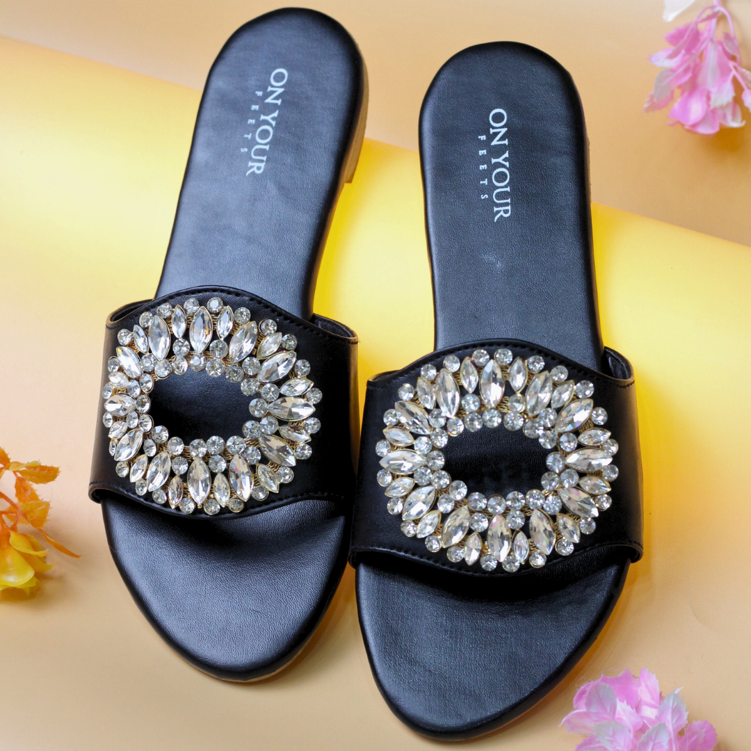 On Your Feets Sliders-Ruby Gold (Black)
