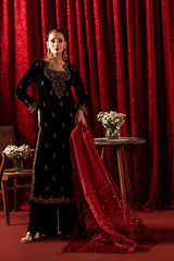 Bagh-E-Makhmal Separates By Zaaviay Stitched Black Jade (Three Piece)