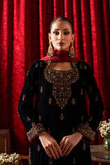 Bagh-E-Makhmal Separates By Zaaviay Stitched Black Jade (Three Piece)