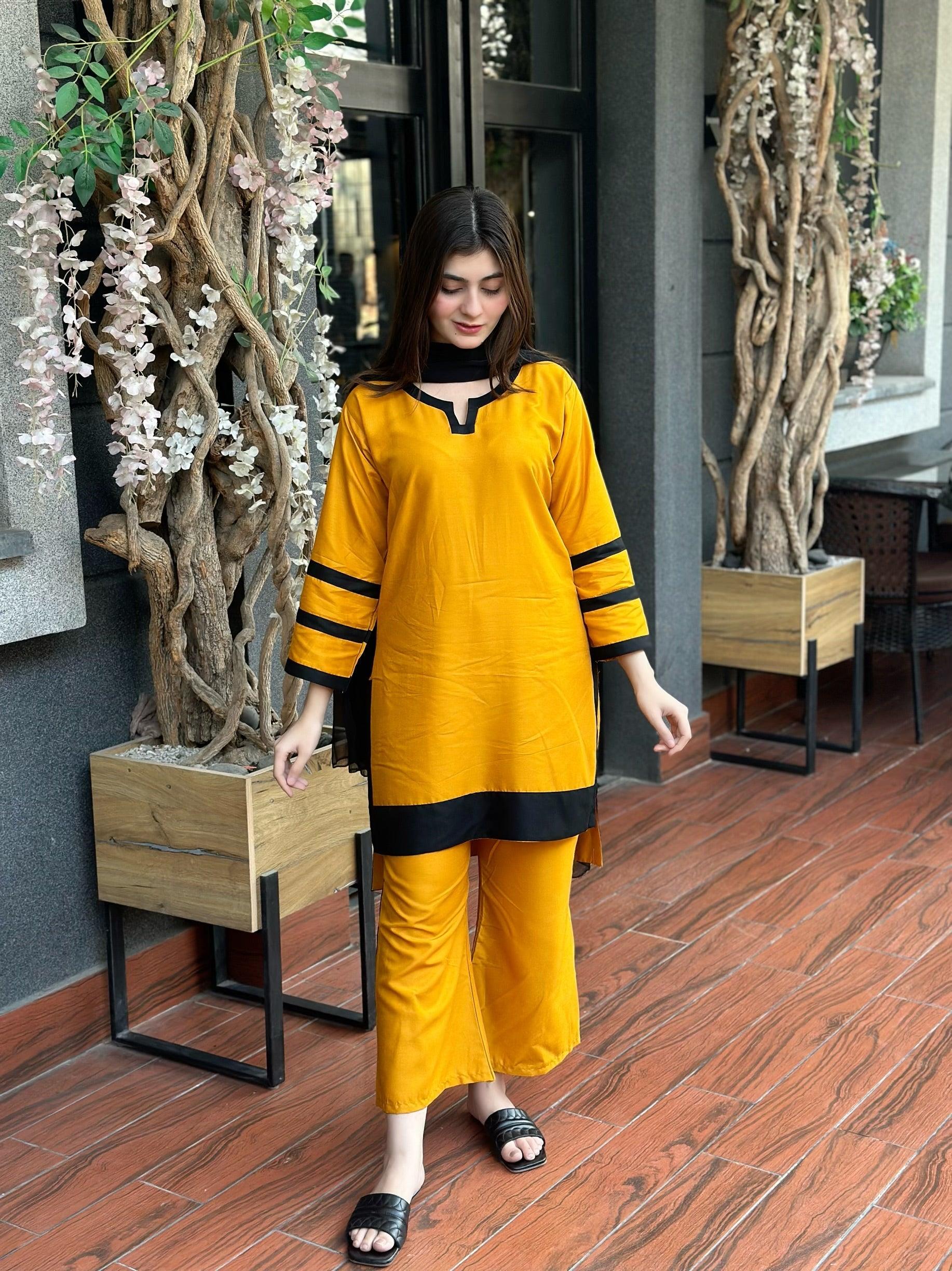 Zaib E Hoor MARIGOLD STICHED 3pcs