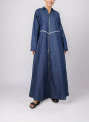 Hijab Ul Hareem Front Zipper Denim Abaya - 0119-R-990