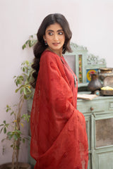 La Rosaa Stitched 3 Piece Summer Lawn Collection-LE-24-13 Maroon - 3Pc