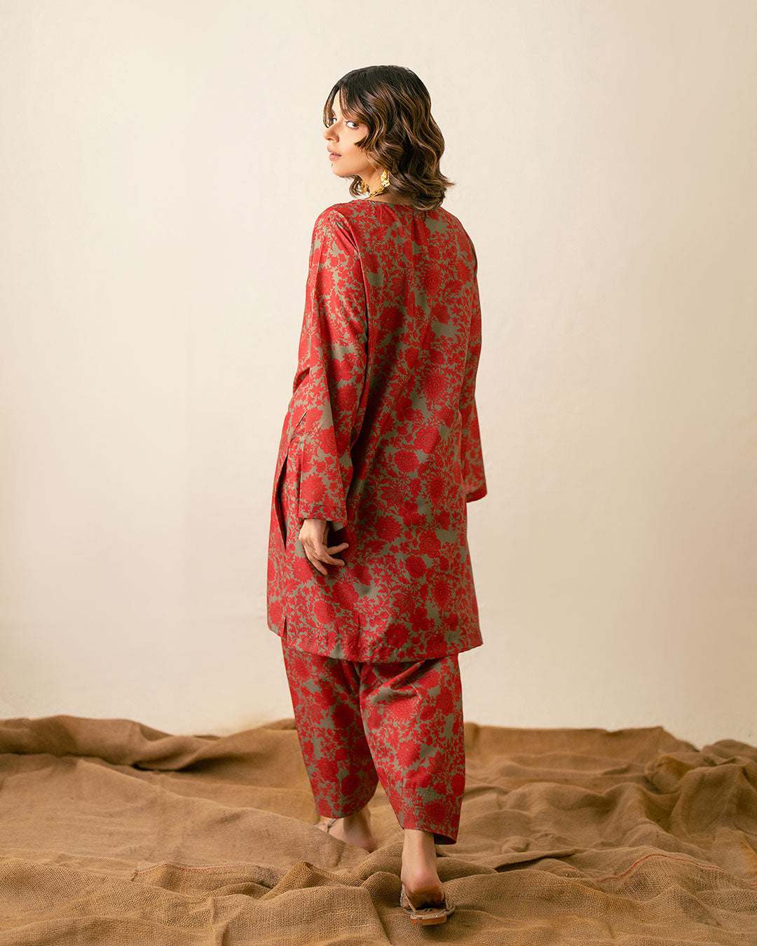 Ayla Studio Stitched PRINTED ESSENTIAL 2PC CO-ORD - Sage