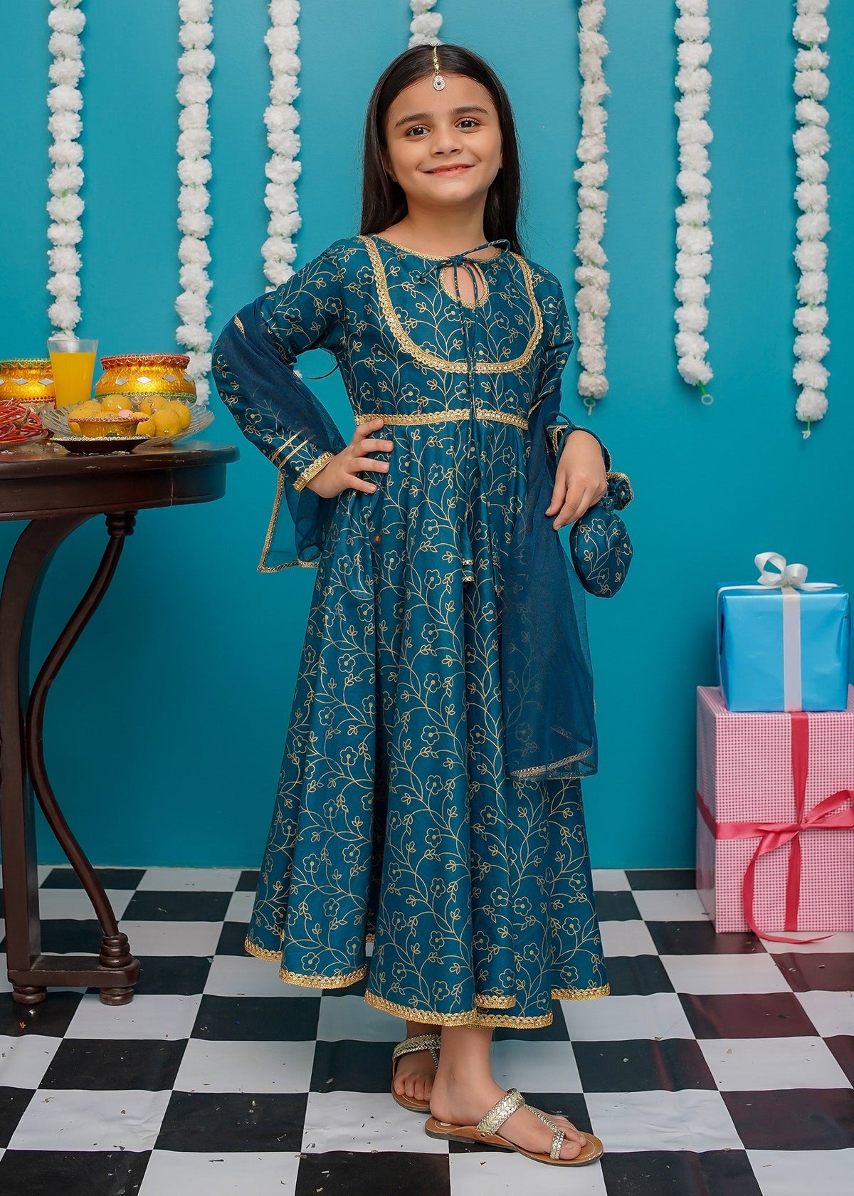 Eid Ki Khushiyan By Modest Stitched 3 Piece Cotton Frock Collection'2025-9230-Blu