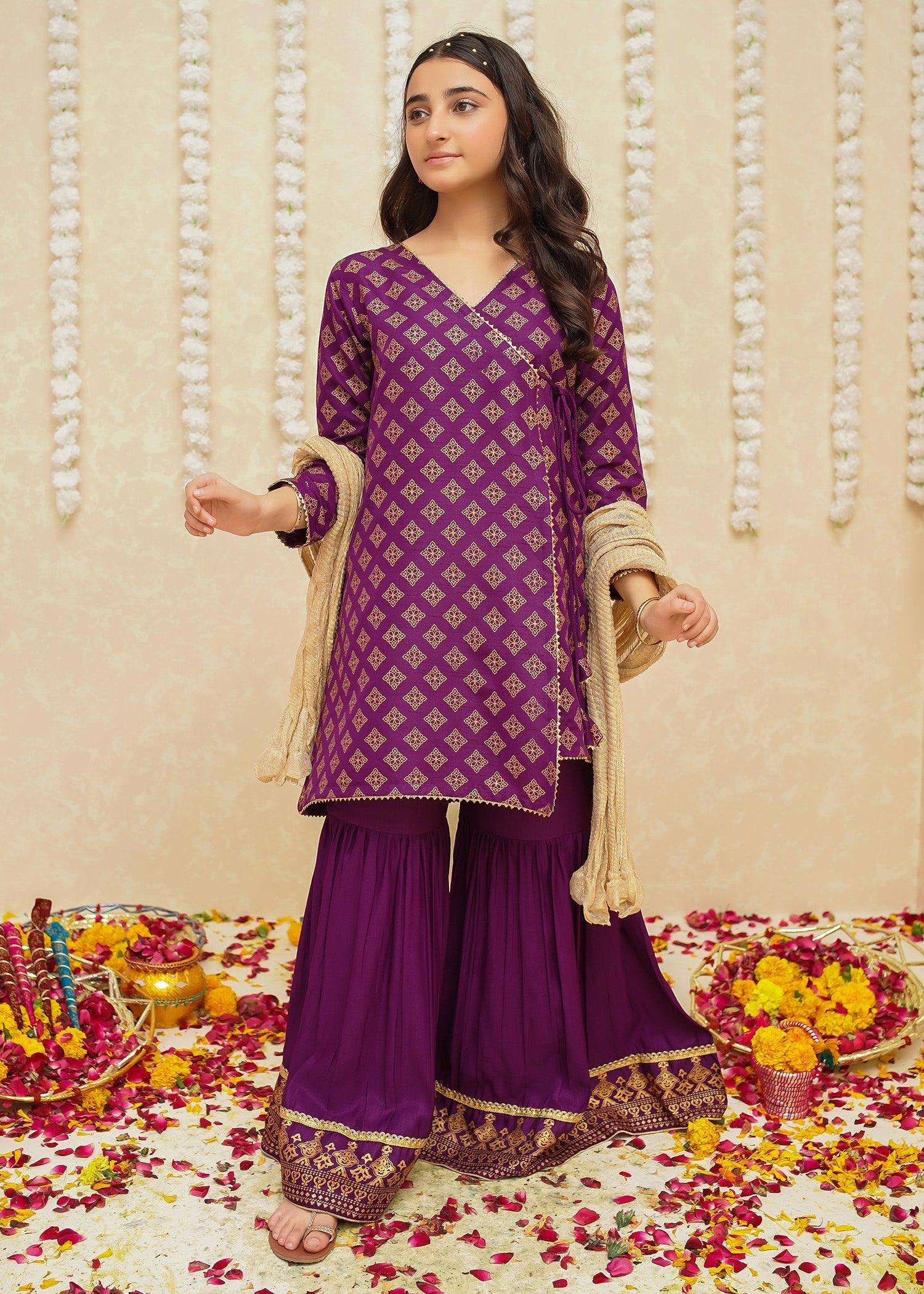 Gulzar By Modest Stitched 3 Piece Formals Collection'2025-9345-Purple
