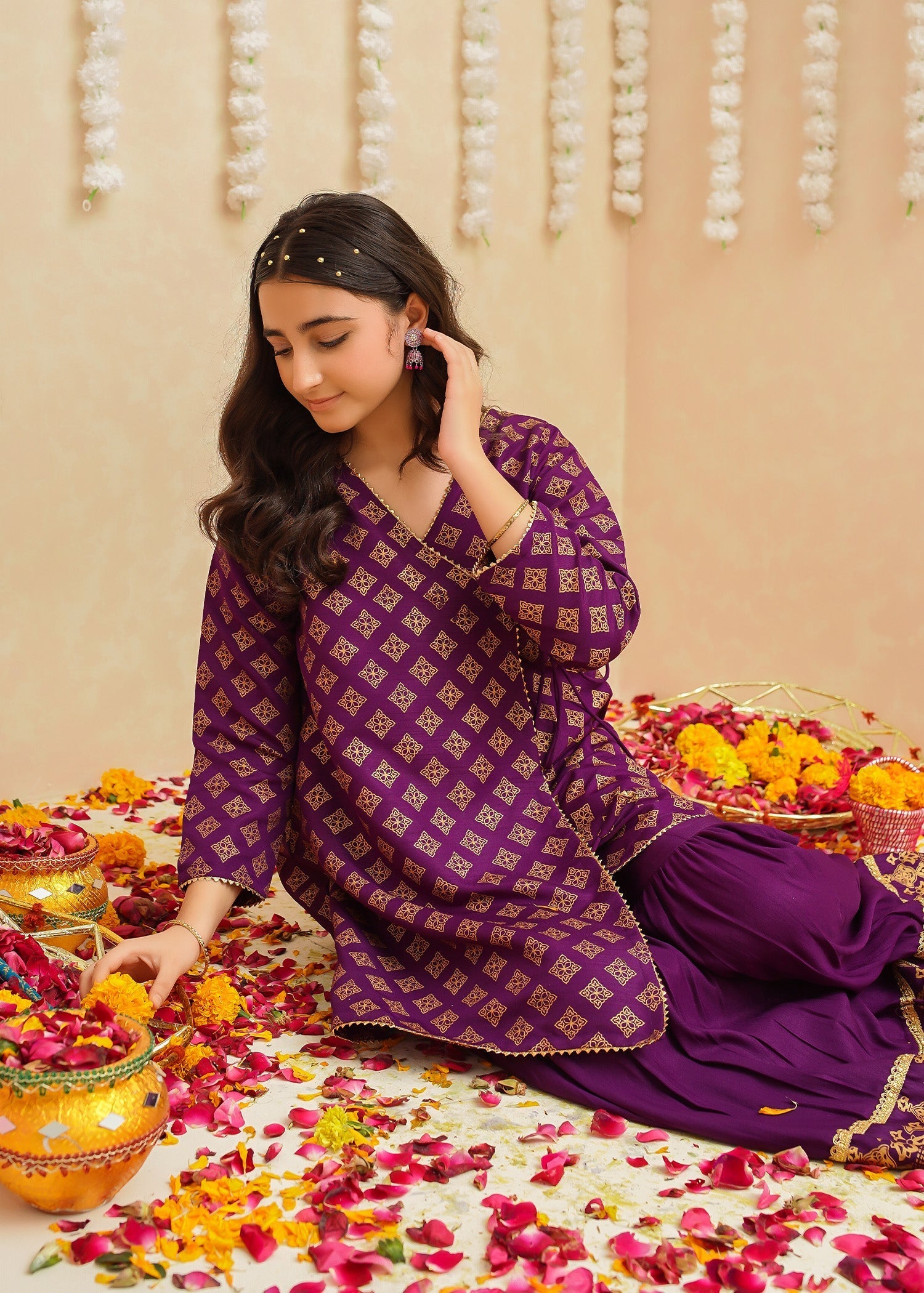 Gulzar By Modest Stitched 3 Piece Formals Collection'2025-9345-Purple