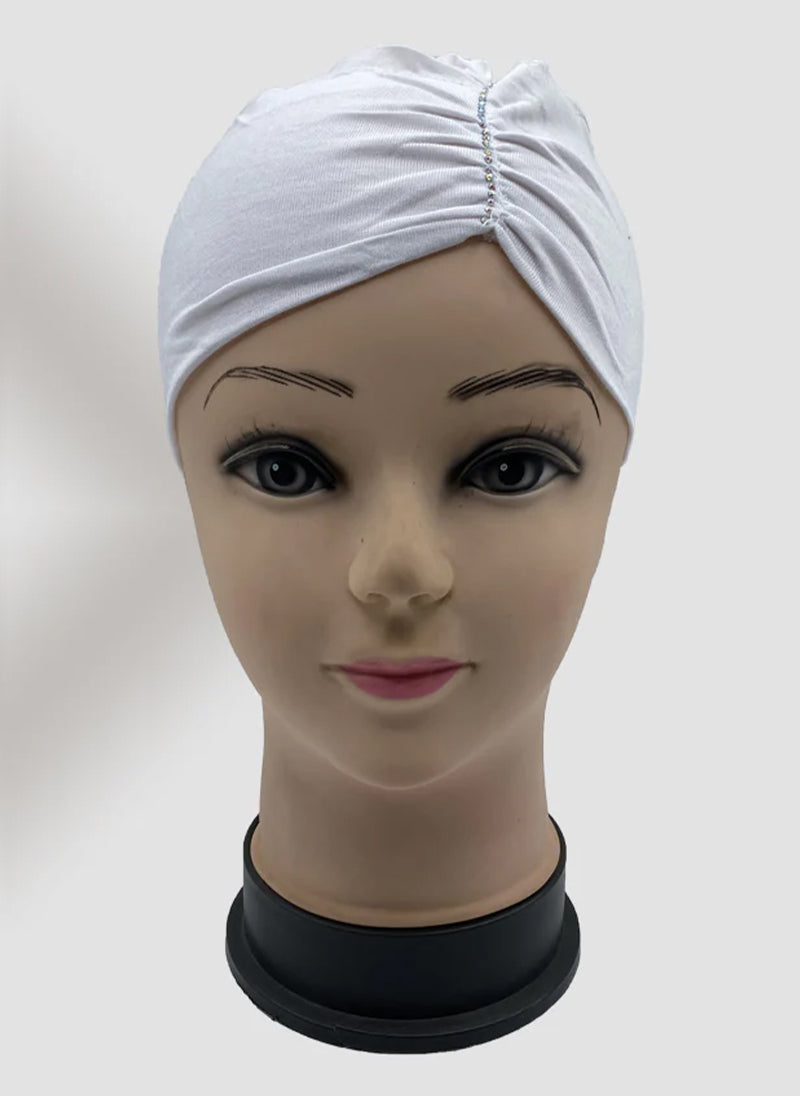 Hijab Ul Hareem White Side Parting Hijab Cap Stone