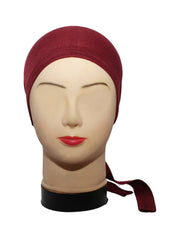 Hijab Ul Hareem Maroon Plain Tie Bonnet Cap for Hijabs