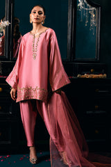Lux Edit By Zaaviay Stitched Tea Pink Splendor (Three Piece)