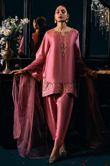 Lux Edit By Zaaviay Stitched Tea Pink Splendor (Three Piece)